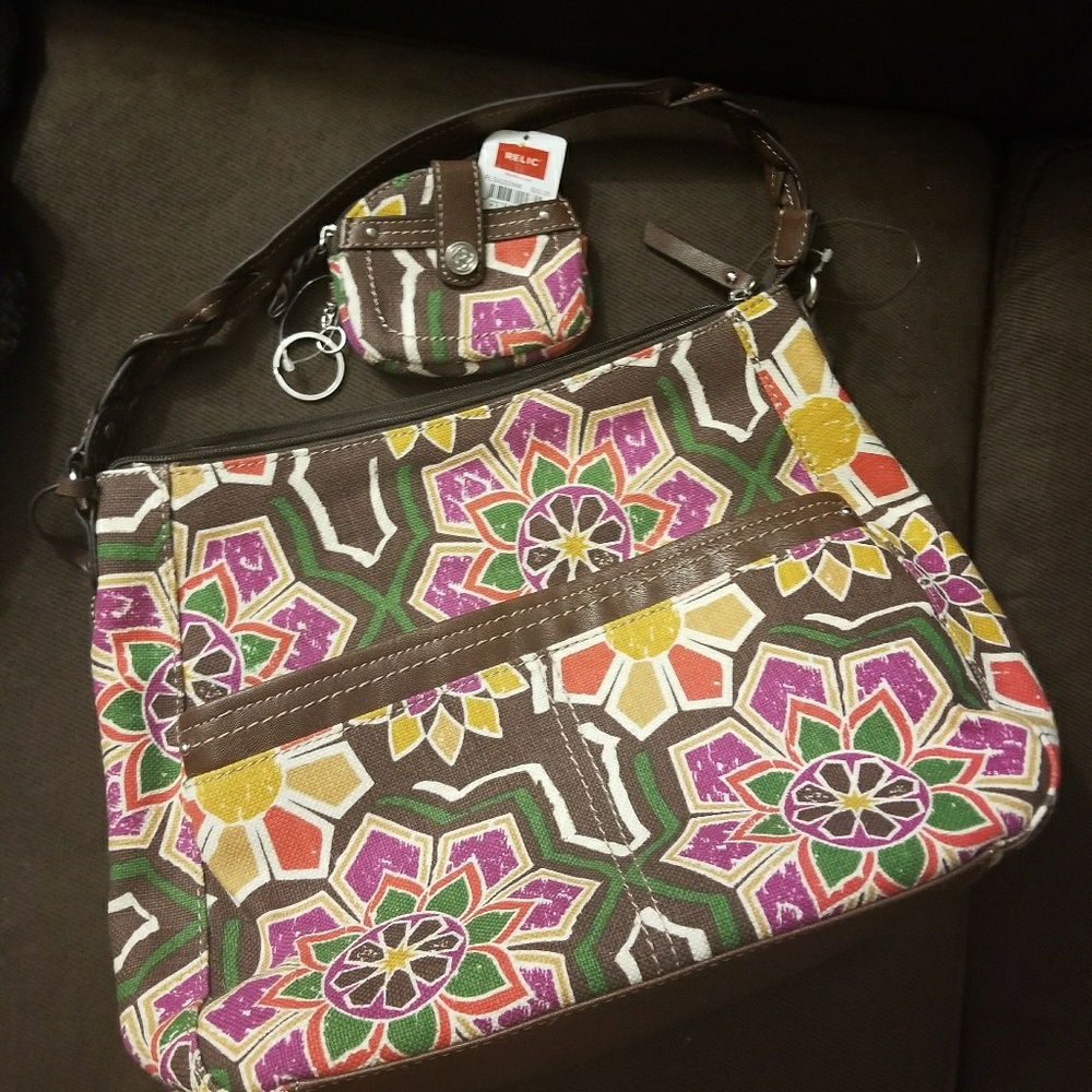Relic Multi-colored cloth hobo bag with coin purse